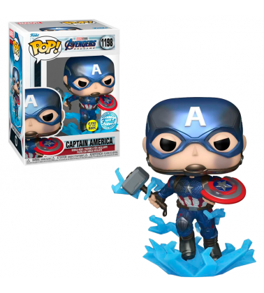 Funko POP A. Endgame: Capitán América Mjolnir MT (GITD) EXC