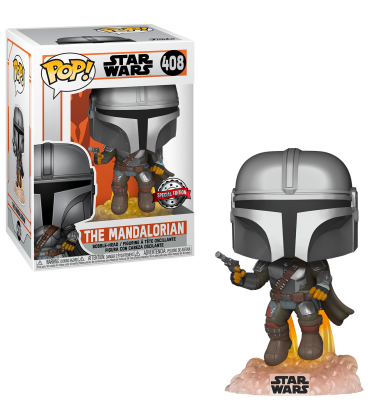 Funko POP Mandalorian: Mando Flying con blaster (EXC)