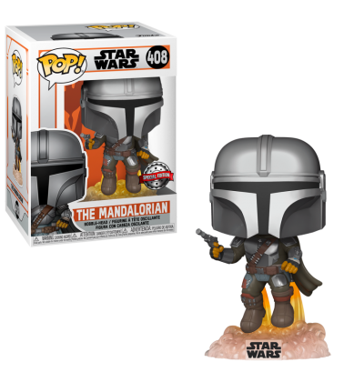 Funko POP Mandalorian: Mando Flying con blaster (EXC)